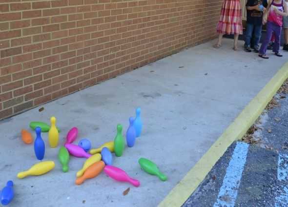 Playing Skittles - Photo taken by Michelle Harrison, who participates in our class