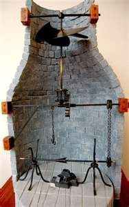 Modern recreation of Leonardo's convection meat roasting spit