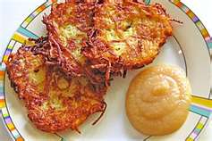 Gromperekichelcher (Potato Pancakes) served with applesauce
