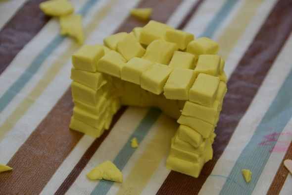 Sod houses made from play-dough - Photo credit: Michelle Harrison, who attends our class 