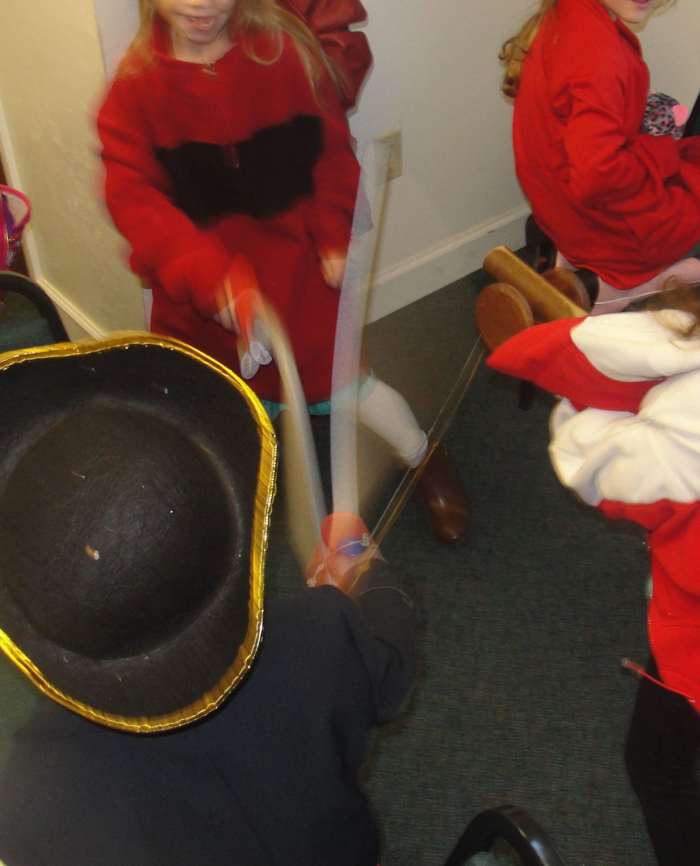 British General Burgoyne handing over his sword to General Gates during the reenactment of the Battle of Saratoga