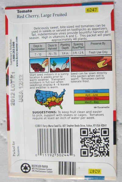 Looking at the back of a seed packet