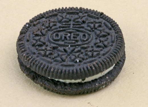 The Nabisco trademark imprinted on an Oreo cookie