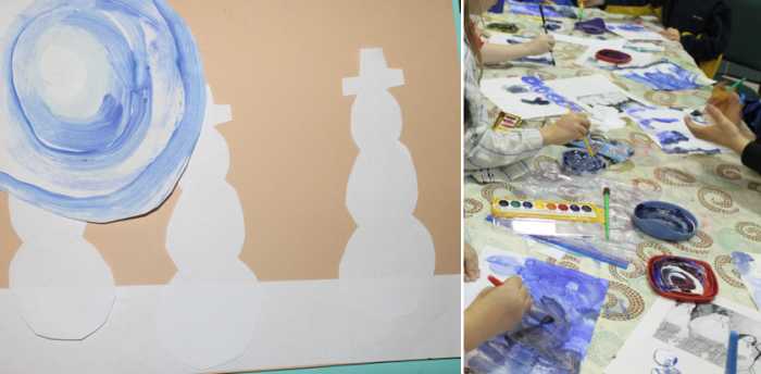 Painting tints and shades of blue using tempera paint (not watercolor paints)