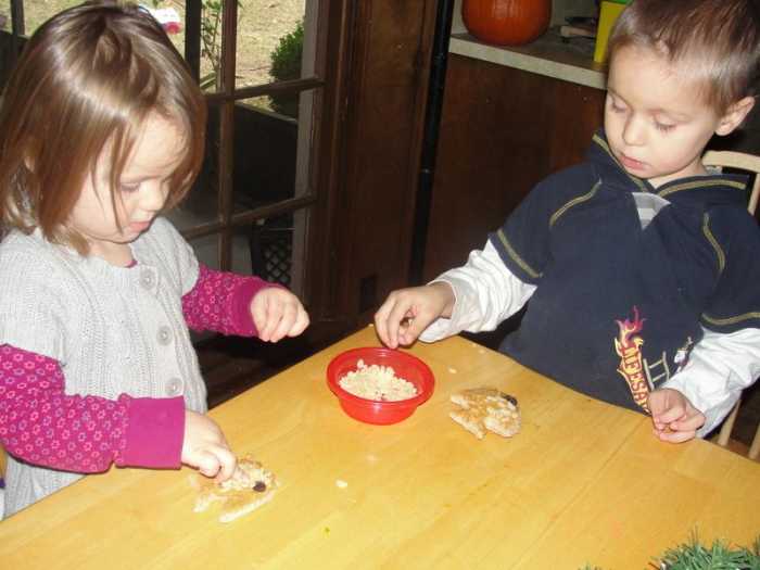 Decorating edible fish during preschool alphabet time