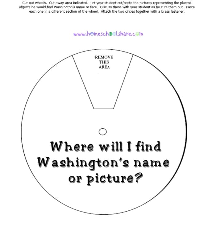 George Washington Wheel from http://www.homeschoolshare .com/president.php