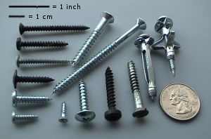 Various screw sizes and types