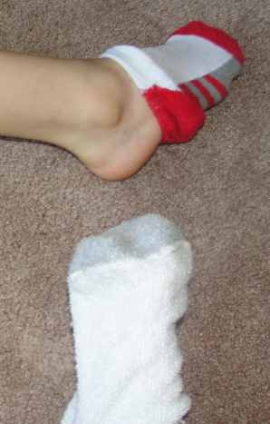 Shedding snake skin activity: shedding a sock