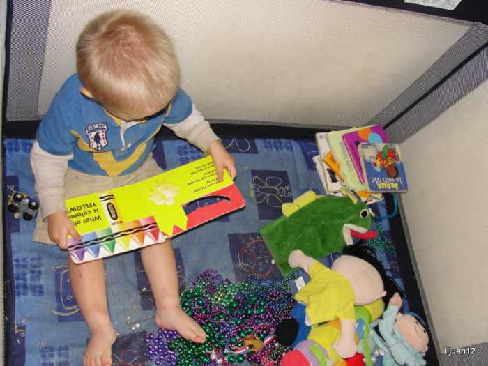 Reading during playpen time