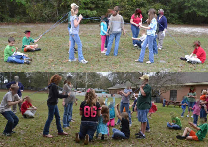 Human suspension bridge photo taken by Michelle Harrison, who participates in our class