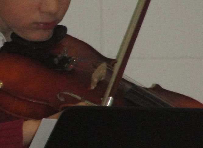 Each of the children got to play musical instruments they brought, including this violin.