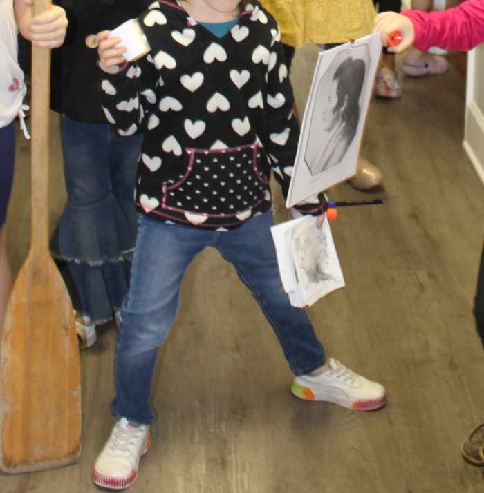 Return trip by boat (using oars) with a photo of the Mandan chief that joined them