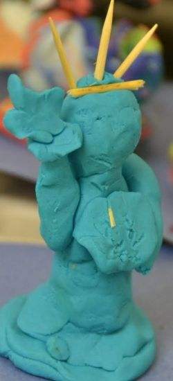 Statue of Liberty made from play-dough and toothpicks - Photo taken by Michelle Harrison, who participates in our class