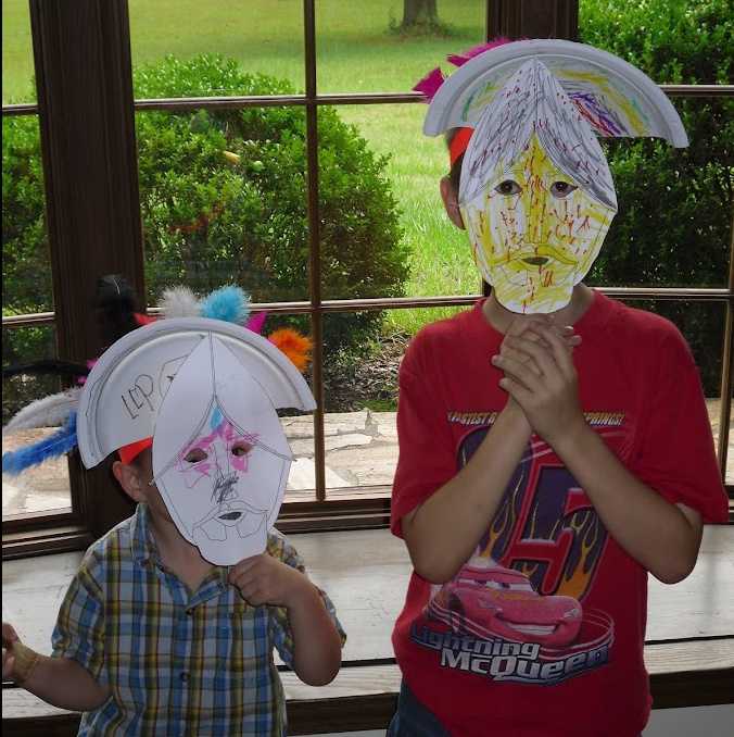 Montezuma's Crowns and Conquistador Masks from Lesson 4: Ponce de Leon, Aztecs, Cortes, & Conquistadors Lesson