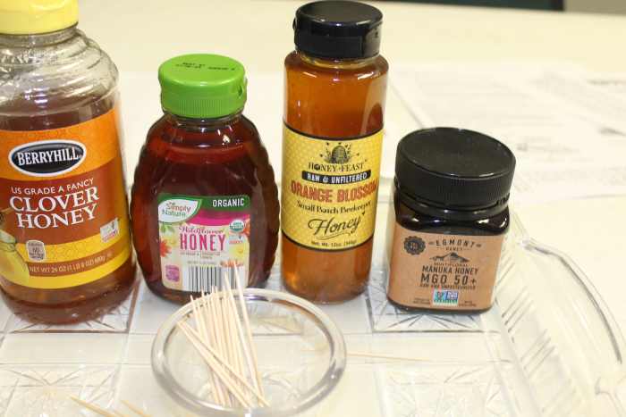 Honey options easily available for our most recent honey tasting
