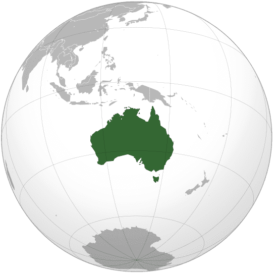 Map showing Australia's location