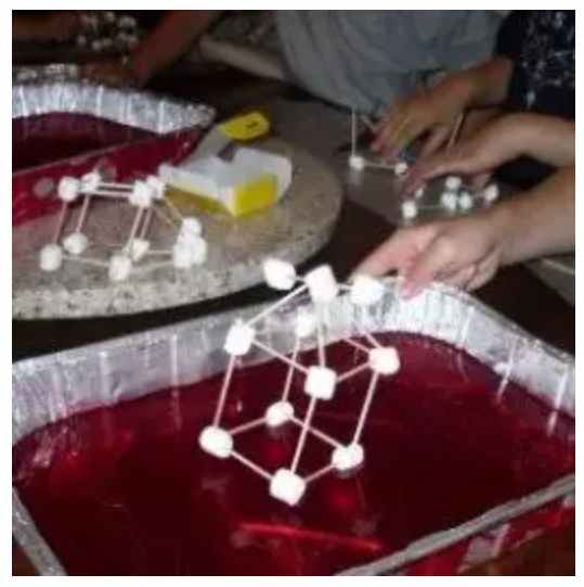 Designing and testing marshmallow and toothpick buildings to test them for earthquake sustainability from Lesson 5: Earthquakes