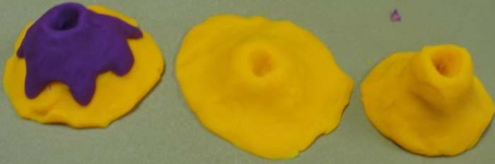 3 types of volcanoes made from play-doh