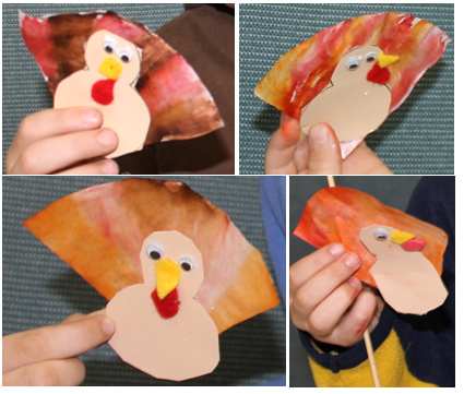 Some of the finished coffee filter turkeys
