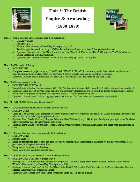 Homework Sheet for Unit 3