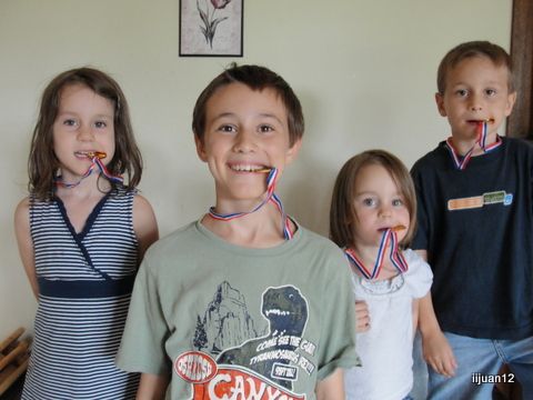 Awards ceremony following our impromptu Olympics gymnastics competition 