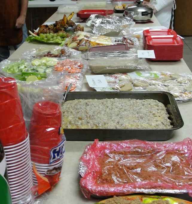 Food set out to be served in multiple courses