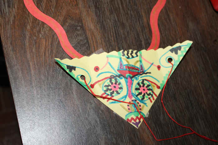 Chinese-inspired kite created by an elementary-aged child