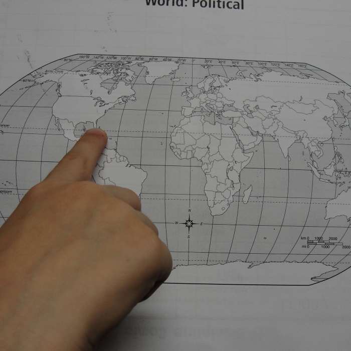 Finding locations on a world map