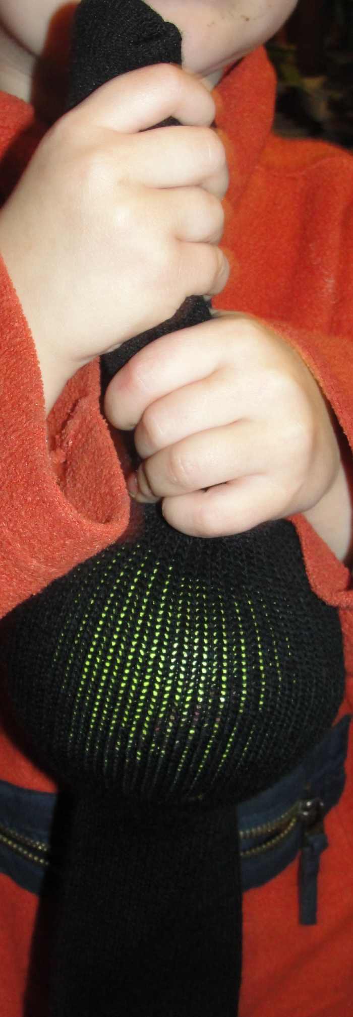 Peristalsis activity with a sock (esophagus) and a ball (bolus)