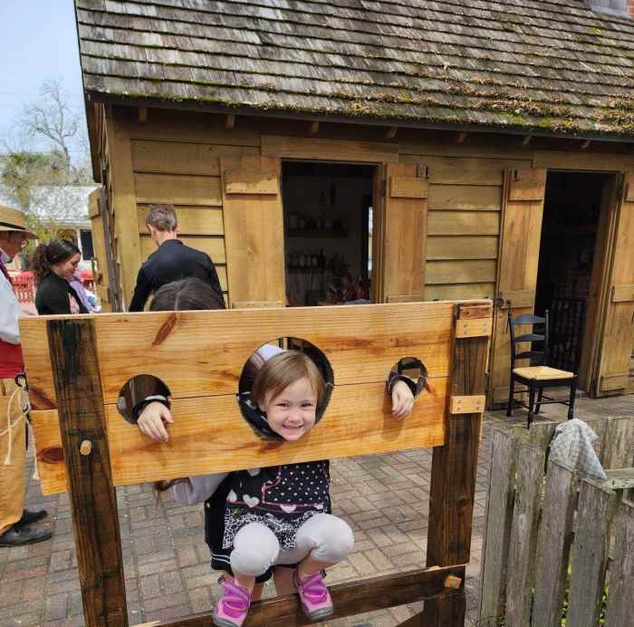 The wooden stocks were also popular at the Recreated 1805 Kitchen House.