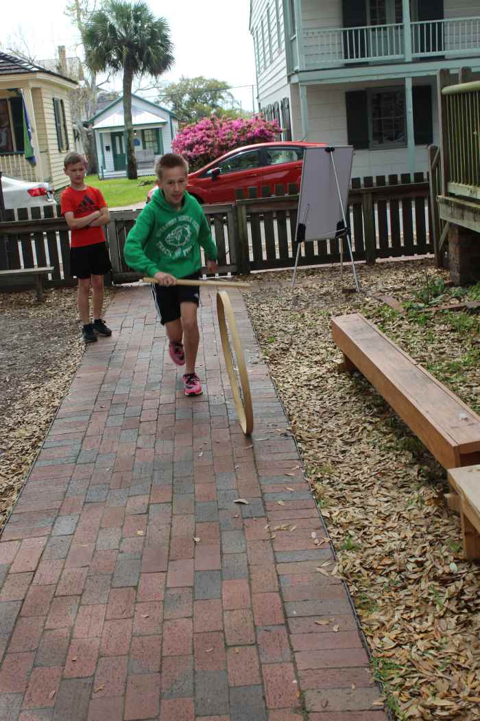 The Recreated 1805 Kitchen House has so many fun historic wooden games for the kids to play. 