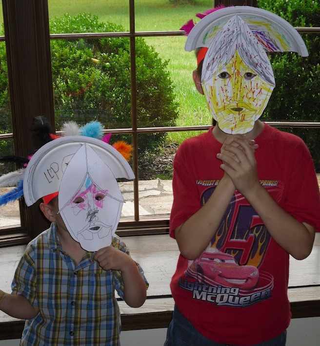 Montezuma's Crowns and Conquistador Masks from Lesson 4: Ponce de Leon, Aztecs, Cortes, & Conquistadors Lesson
