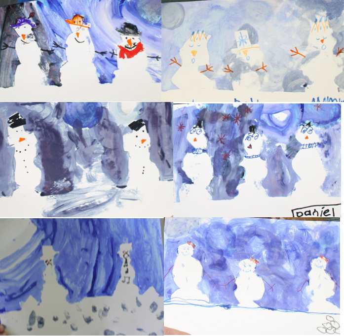 Reveal your snowmen and decorate them