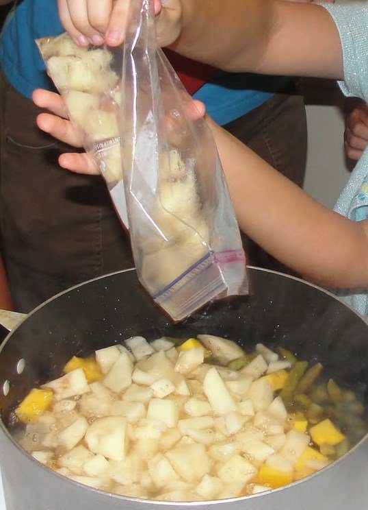 Preparing Three Sisters Stew