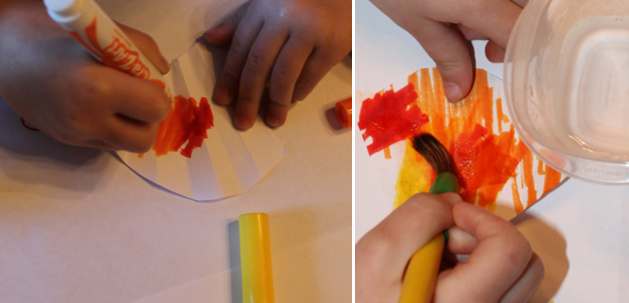 Coloring & painting the coffee filter