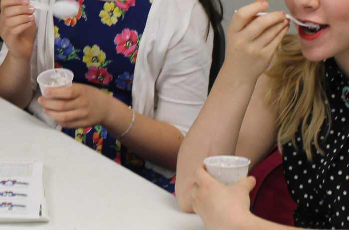 Enjoying ice cream made with algae
