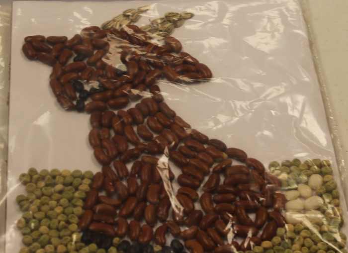 They can also paste beans over a coloring page.